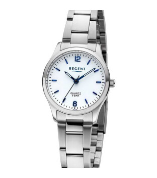Regent Damen-Armbanduhr F-1419 Stahl mit weißem...