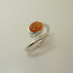 Silber-Ring mit ovalem Aventurin-Sonnenstein -...